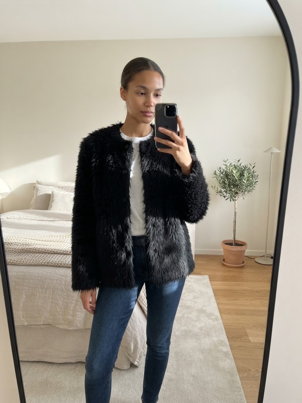 IRO Black Cardigan Jacket With Frayed Trim